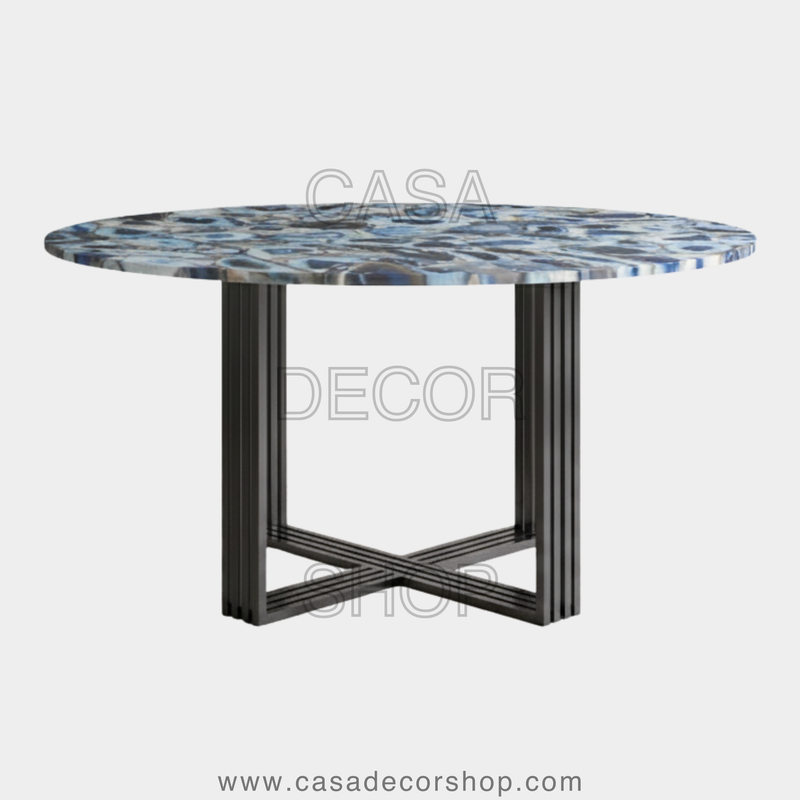 Blue Agate Round Dining Table