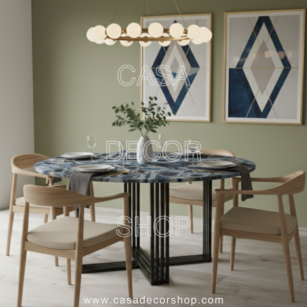 Blue Agate Round Dining Table