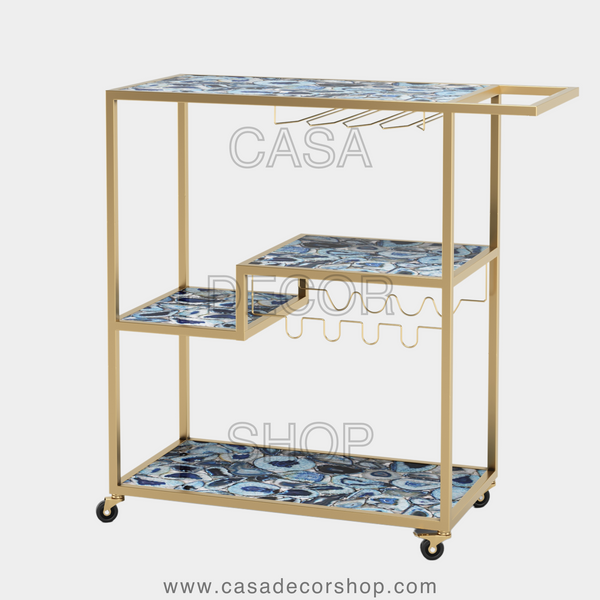 Blue Agate Bar Cart