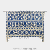 Blue Bone Inlay Semi Geo 4 Chest Of Drawers