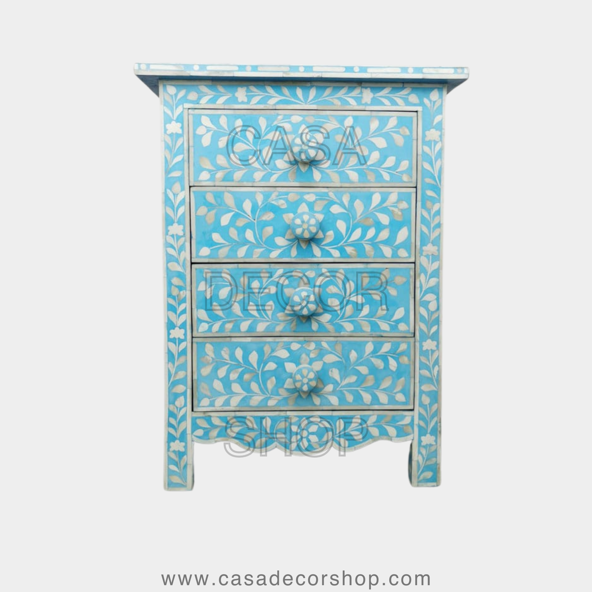Bedside Table Patterned Bone Inlay Modern Floral Pattern Bedside Table – CASA DECOR SHOP