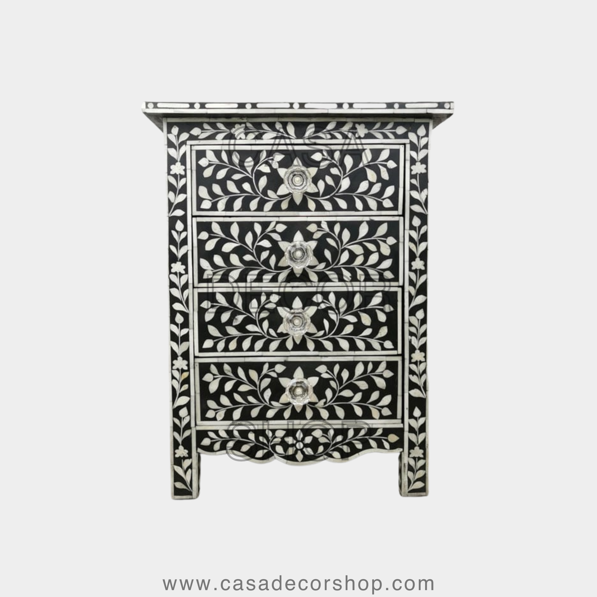Bedside Table Patterned Bone Inlay Modern Floral Pattern Bedside Table – CASA DECOR SHOP
