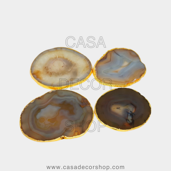 Set Of 4 Yellow Agate Coasters