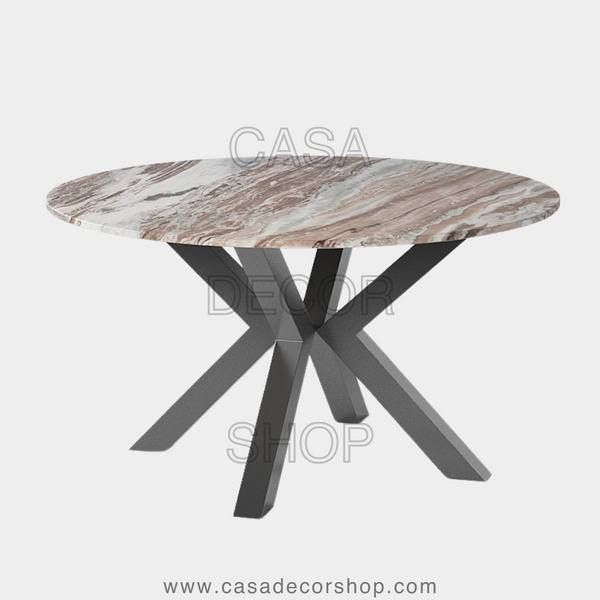 Fantasy Brown Marble Round Dining Table