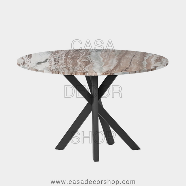 Fantasy Brown Marble Round Dining Table