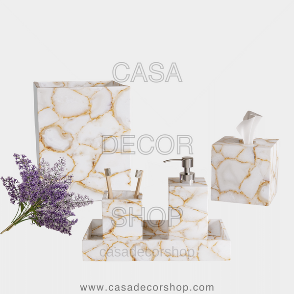 White Agate Vanity Set