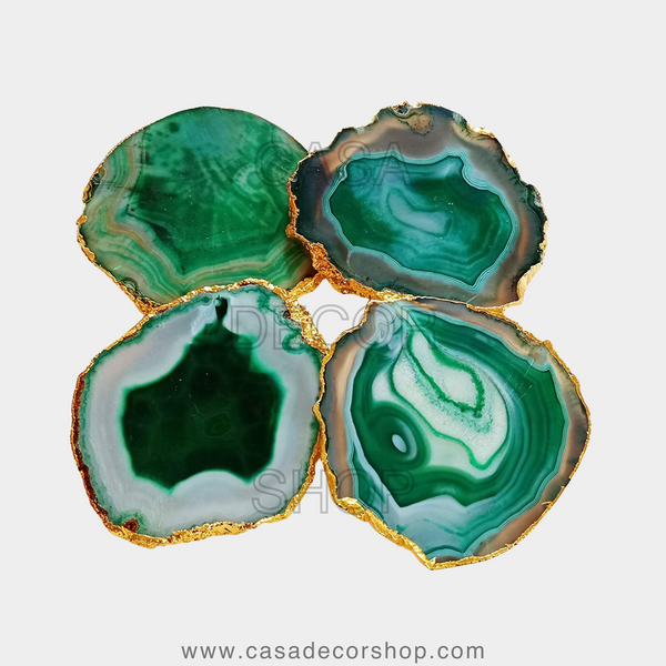 Set Of 4 Green Agate Coasters