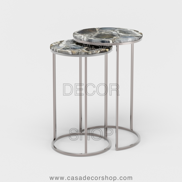 Grey Agate Nested Side Table