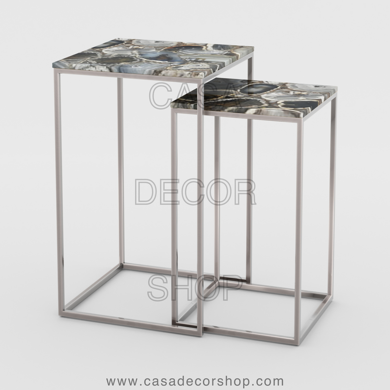 Grey Agate Nested Side Table