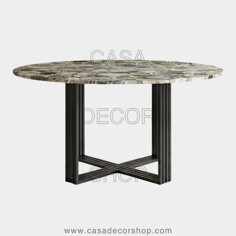 Grey Agate Round Dining Table
