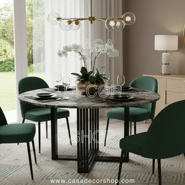 Grey Agate Round Dining Table