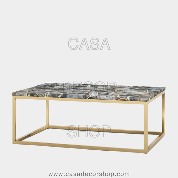 Grey Agate Coffee Table Rectangular