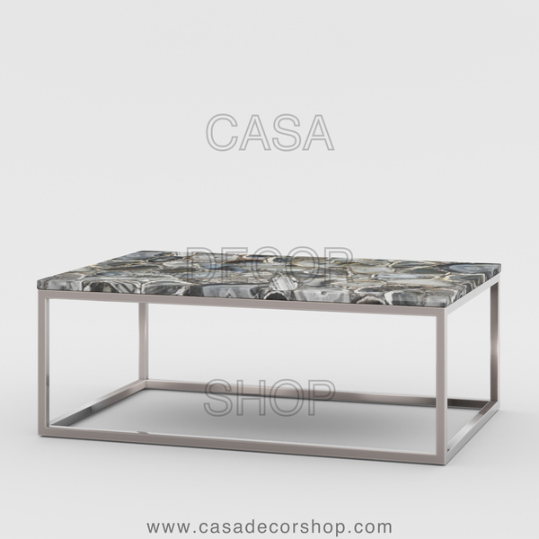 Grey Agate Coffee Table Rectangular