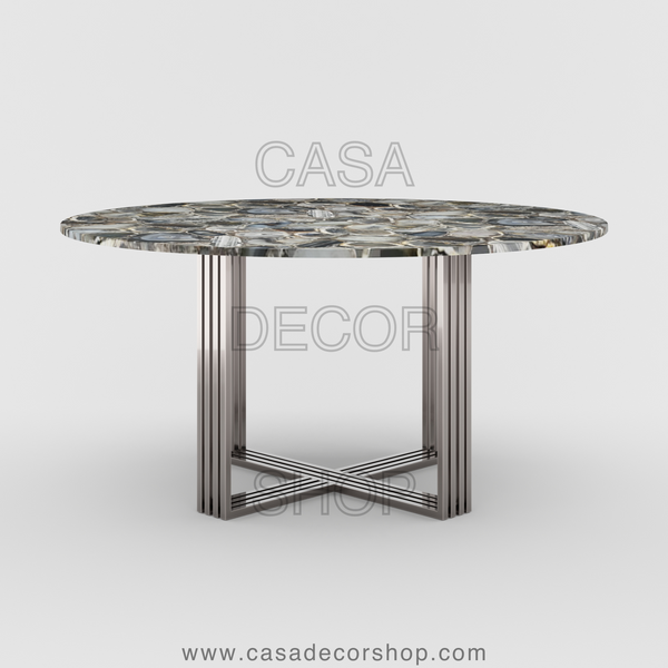 Grey Agate Round Dining Table