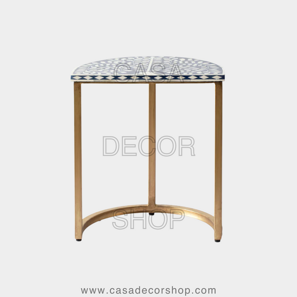 Half Round Bone Inlay Side Table