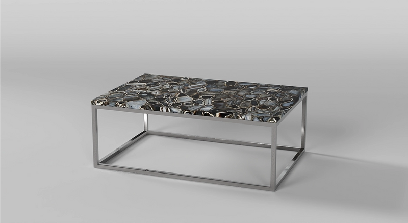 Designer coffee table used in hotel suite living spaces and luxury hospitality interiors
