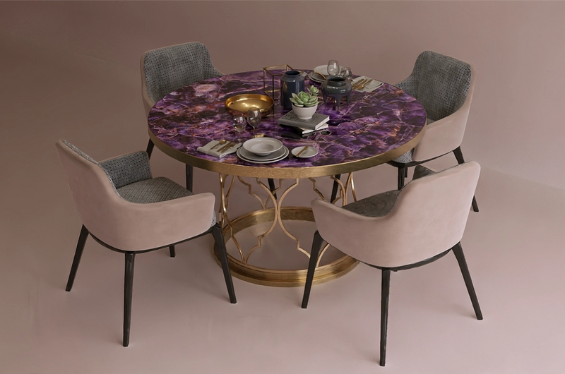 gemstone cocktail lounge table for hospitality seating
