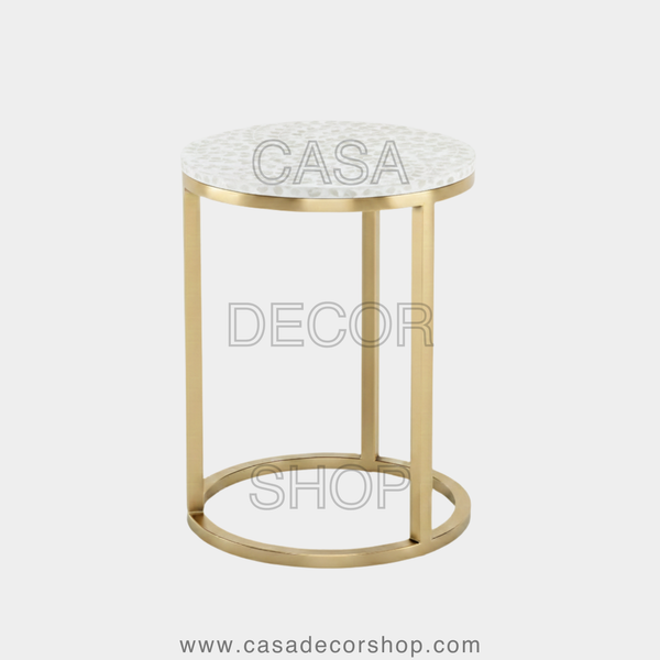 Pearl Petal Bloom MOP Inlay Side Table