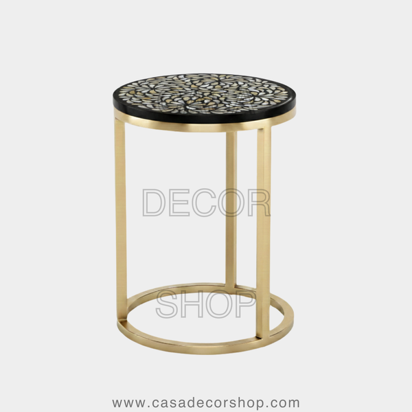 Midnight Bloom MOP Inlay Side Table
