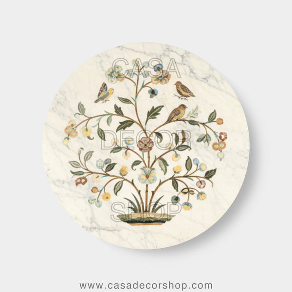 Bird & Blossom Marble Inlay Tabletop