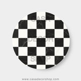 Classic Checkerboard Marble Inlay Side Table