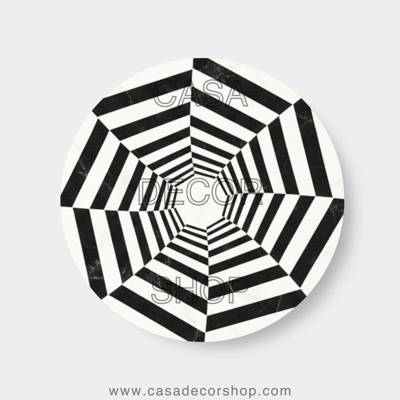 Optic Illusion Marble Inlay Side Table