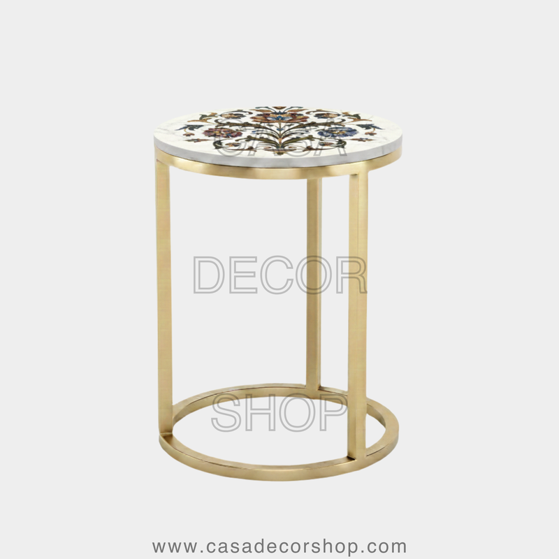 Royal Florenza Marble Inlay Side Table