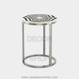 Optic Illusion Marble Inlay Side Table