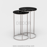 Black Marble Nested Side Table