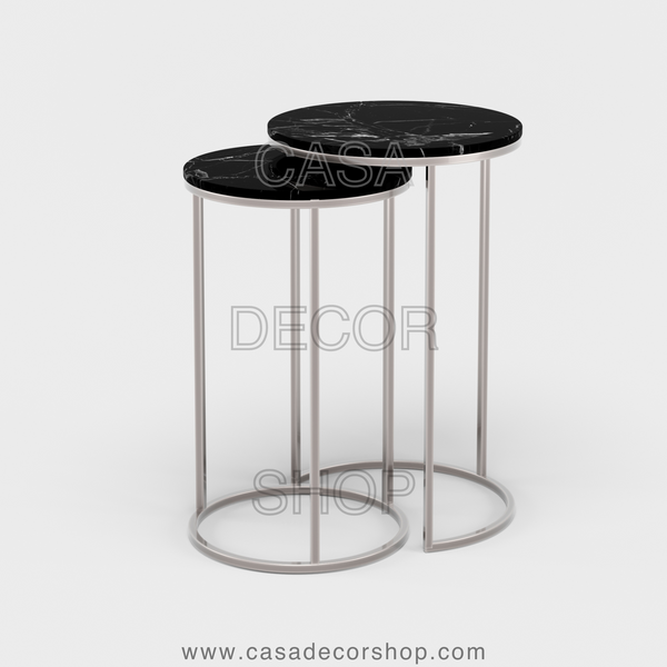 Black Marble Nested Side Table