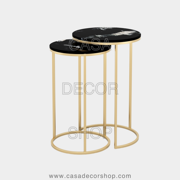 Black Marble Nested Side Table