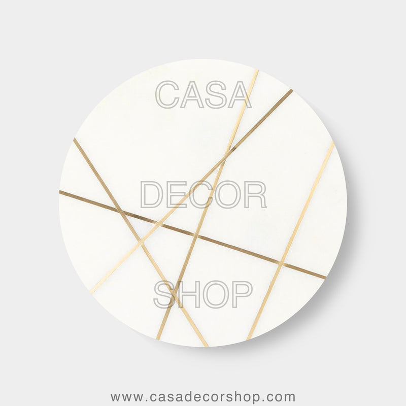 White Aurora Brass Line Marble Top