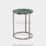 Emerald Brass Inlay Marble Side Table