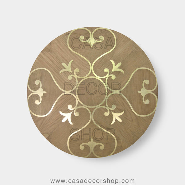 Eternal Blossom Brass Inlay Wood Top