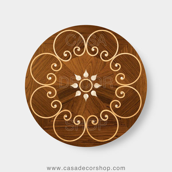 Royal Sunflower Brass Inlay Wood Top