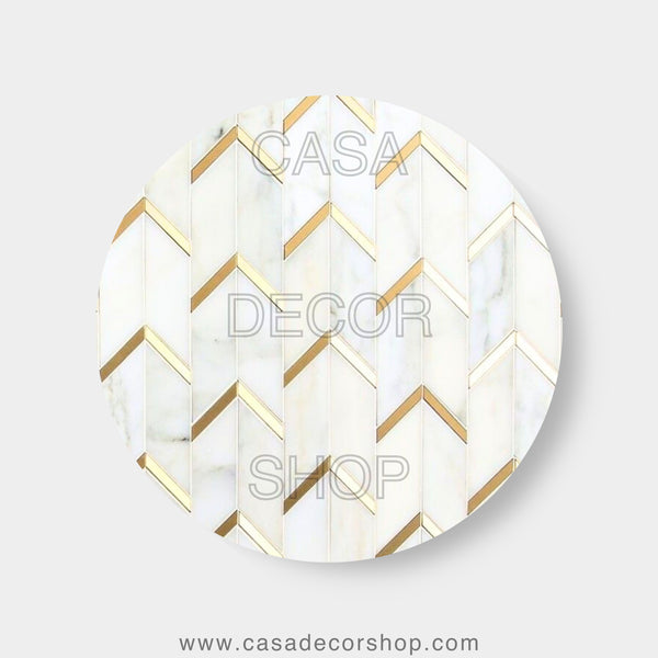 Golden Vector Brass Marble Inlay Table Top