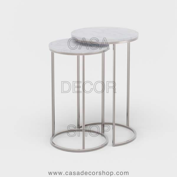 White Marble Nested Side Table