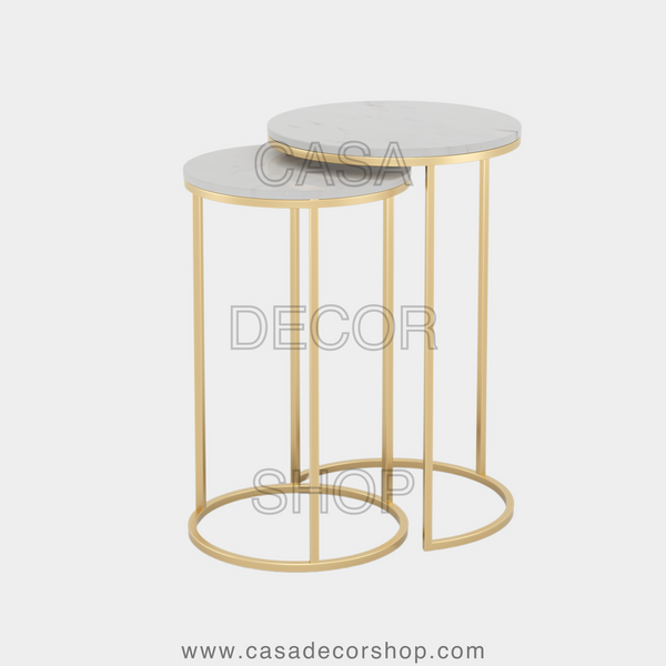 White Marble Nested Side Table