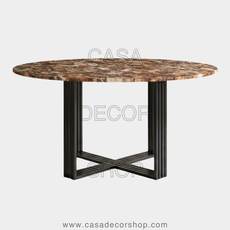 Petrified Wood Round Dining Table