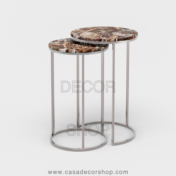 Petrified Wood Nested Side Table