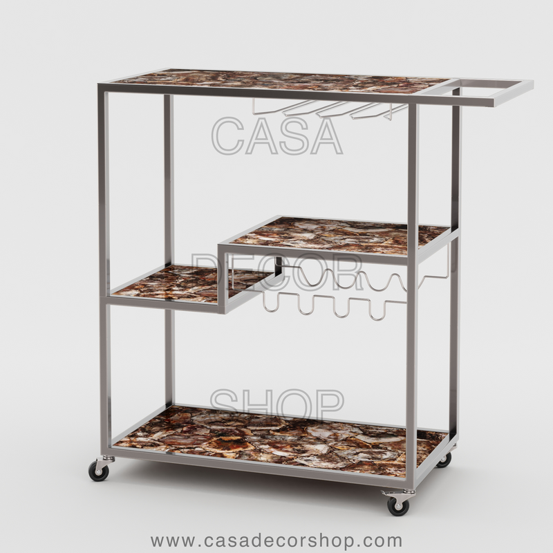 Petrified Wood Bar Cart