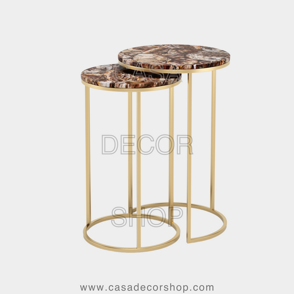 Petrified Wood Nested Side Table