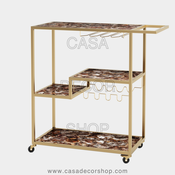 Petrified Wood Bar Cart