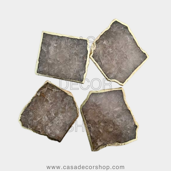 Set Of 4 Smoky Quartz Coaster
