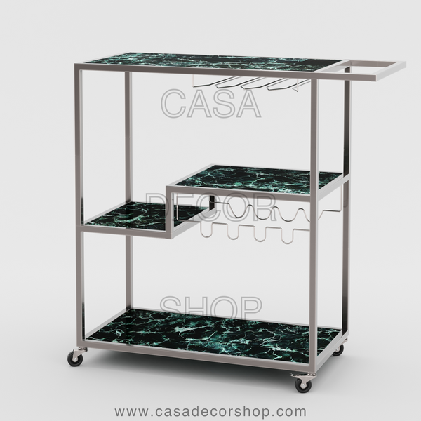 Green Marble Bar Cart