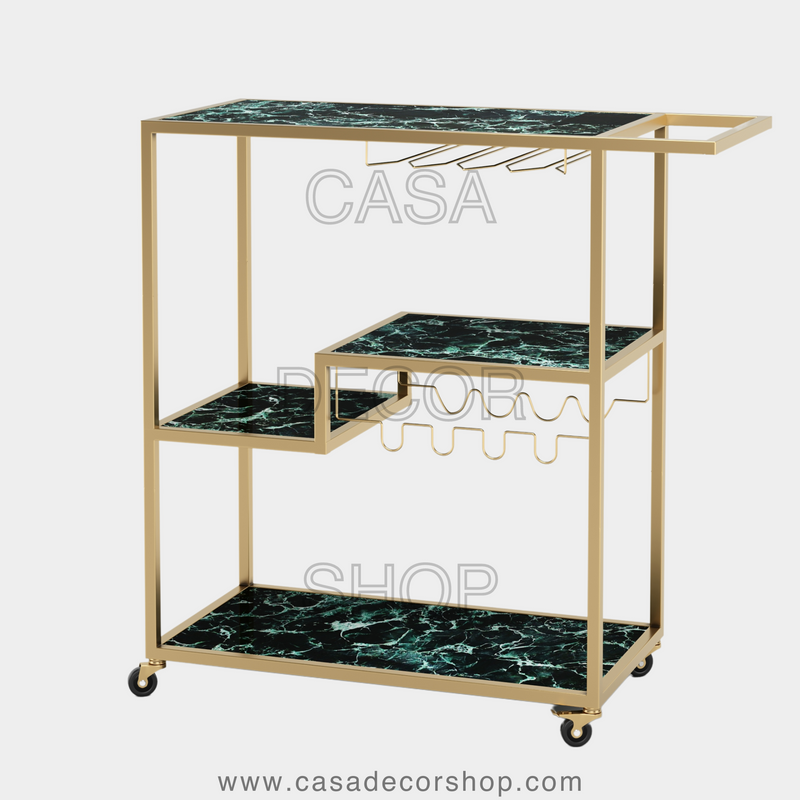 Green Marble Bar Cart