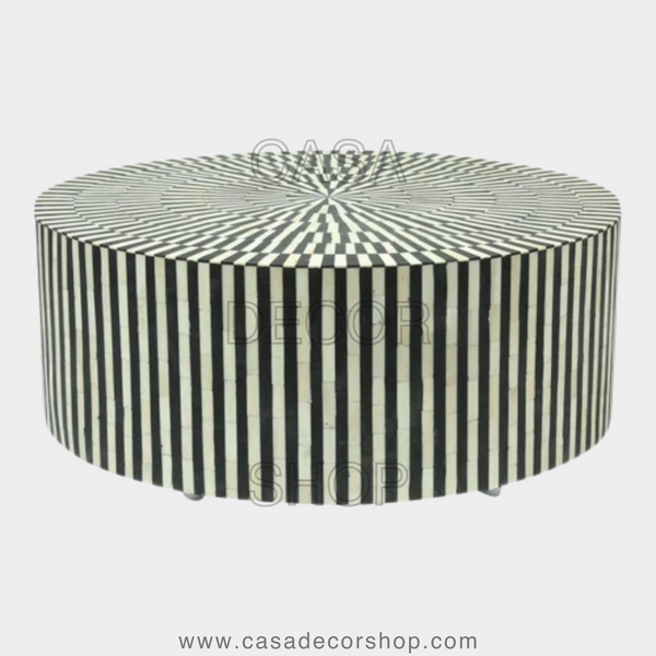 Stripped Round Bone Inlay Coffee Table