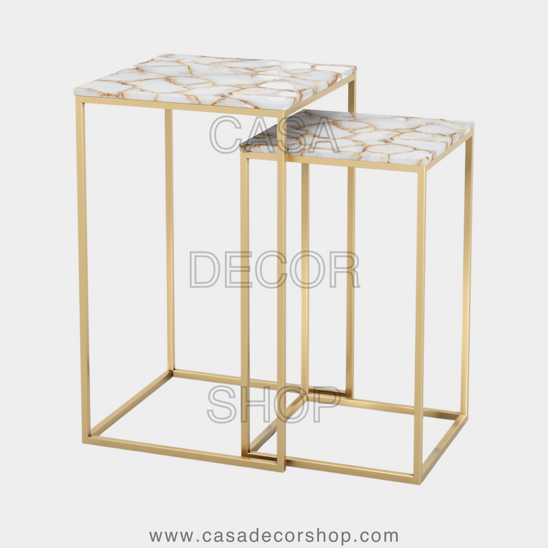 White Agate Nested Side Table