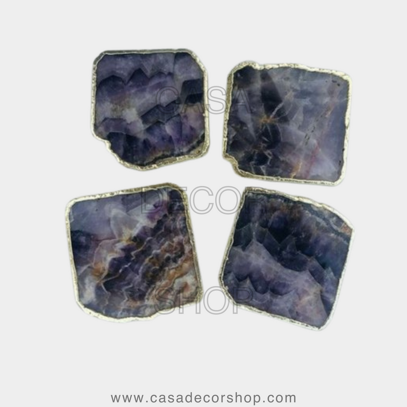 Set Of 4 Coaster Amethyst & Aventurine Coaster