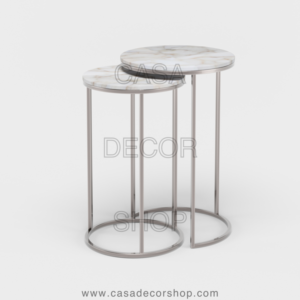 White Agate Nested Side Table